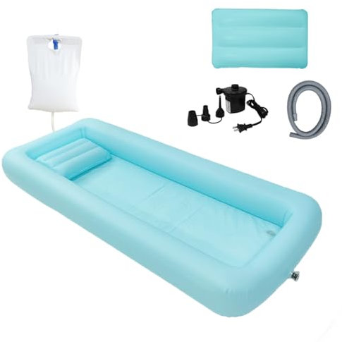 Aufblasbare Badewanne,Aufblasbare Badewanne Mit Wassersack Und Luftpumpe Duschset,Hilfsmittel Für Das Baden Am Bett,Für Menschen Mit Behinderung,Ältere Menschen Und Bettlägerige Patienten(Blau)