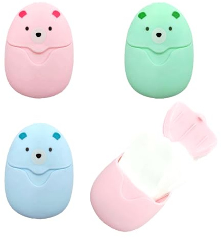 mkemka 3 Boxen (150pcs) Tragbare Seifenblätter, Blätter Seife Papier Seifenblätter, Mini Reisen Einweg Seifenpapier mit Kunststoffbox für Reise Camping Wandern