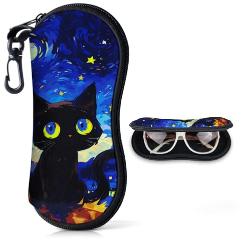 Playexen Custodia per Occhiali da Sole con Cerniera per Uomo & Donna Borsa per Occhiali in Neoprene Morbida & Ultraleggero Custodie per Occhiali Portatile con Moschettone per Occhiali Chiavi
