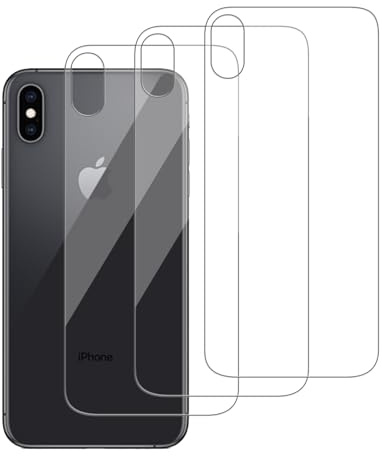 iCsapr 3 Pack Glass Back Screen Protector Compatible for iPhone Xs Max [6.5 Inch] 2019/2018 [9H Hardness]-HD Back Tempered Glass, Scratch Resistant,Easy Install，Rear Glass Protector