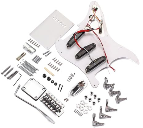 St Selbstgemacht mit Stil im Bausatz E-gitarren, Gp502, Weiß Zubehör | Löten, Kunststoff und Metall, 6 Saiten, 3 Single Coil Tonabnehmer, 2 Regler, 3-wege Schalter