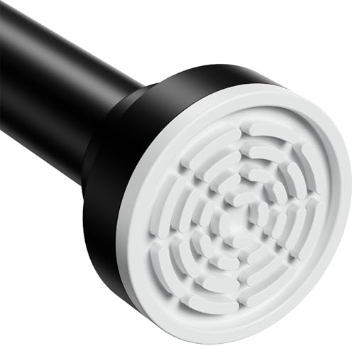 Shower Curtain Pole, 84-206cm Shower Curtain Rail, Tension Rod,Black | Crafted from premium stainless steel with anti-oxidation waterproof coating, this extendable shower curtain pole