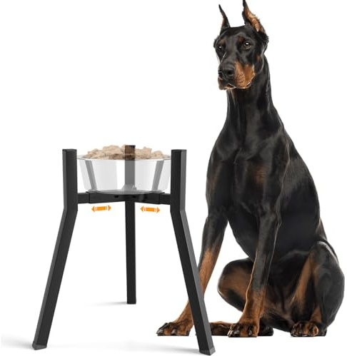 Elevated Dog Bowl Stand for Large Dogs, Adjustable Width 8.2-12.6, 16.9 Tall Single Raised Dog Food Water Stand,Bowl Not Included
