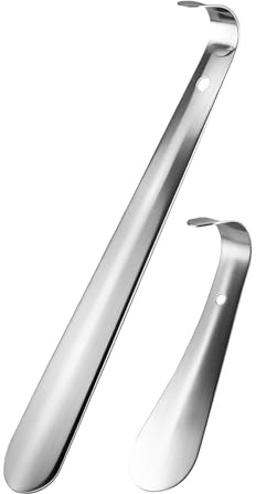 Lot de 2 chausse-pieds en acier inoxydable (30 cm + 14 cm) | Chausse-pied long et court pour personnes âgées, enfants et personnes ayant des problèmes de penche