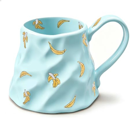 Large Blue Coffee Mug 20 oz, Oversized Cute Floral Ceramic Mug, Giant Coffee Mug with Big Handle, Vintage Tea Cup for Latte, Cocoa, Milk, Tea, Unique Girly Gift for Women, Home & Office