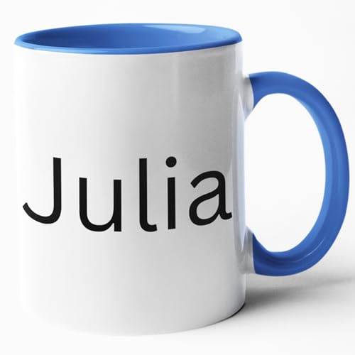Personalisierte Tasse mit Namen – Kaffeetasse individuell bedruckbar – Becher mit eigenem Namen – Geschenk für Büro, Kollegen & Zuhause – verschiedene Tassenfarben und Schriftarten (cambridge blau)