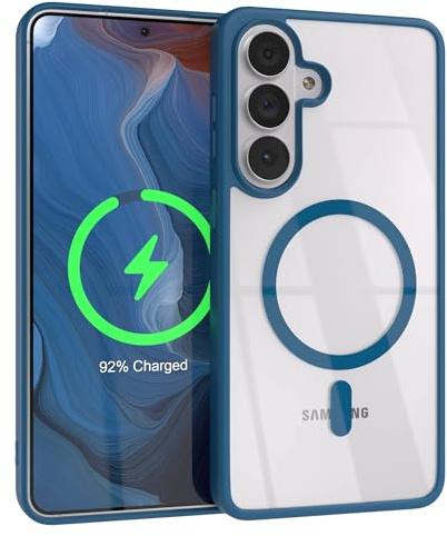 EAZY CASE Hülle für Galaxy S26 Plus kompatibel mit Qi Charging Ultra Aufprallschutz Stoßfest und Kratzfest dünne Schutzhülle mit Kameraschutz Silikon Cover Clear Hybrid Handy Case Blau