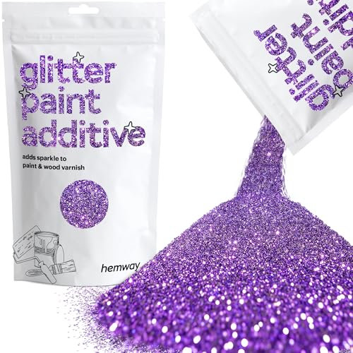 Hemway Glitter Paint Additive - Purple | Metallic Flakes for Adding Sparkle to Paints & Wood Varnish | Add to Emulsion, Acrylic & Latex for Indoor Sparkly Walls | 100 g