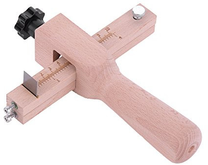Utensili da taglio in pelle, con striscia di legno regolabile e taglierina per cintura + 5 lame