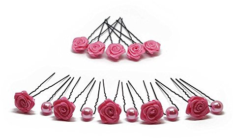 15tlg. Braut - Haarschmuck Set - Brauthaarschmuck | Set-3-S - Pink