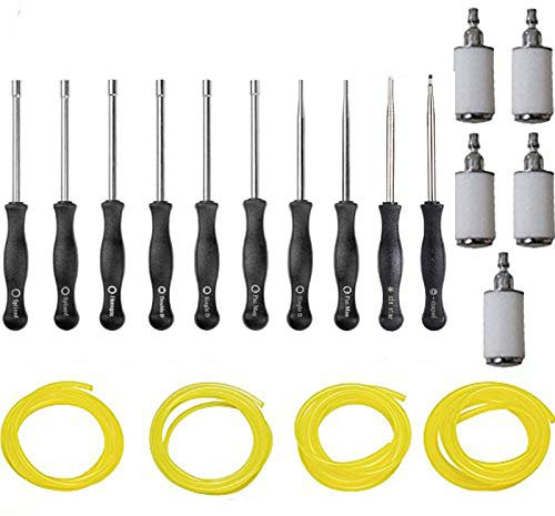 OxoxO Carburateur Tune-up Personnalisation Outil Kit Carb Personnaliser Tournevis avec Filtre à Carburant et Ligne de Carburant pour la Plupart 2 Cycle Petit Motor Artisman Stihl Poulan