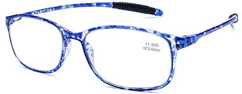 DOOViC Blaulichtfilter Computer Lesebrille Blau Schildkröte/Eckig Rahmen Leichte Brille/Lesehilfe/Sehhilfe mit Stärke für Herren 2,0