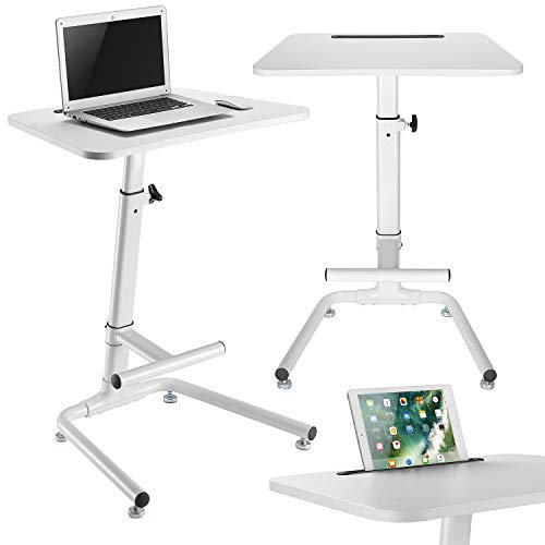 Maclean MC-849 Schreibtisch Tisch Laptopständer mit Fußstütze Notebooktisch Tablet höhenverstellbar max Höhe 120cm (Weiß)
