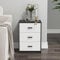 URBNLIVING 3 Drawer Wooden Bedroom Bedside Cabinet (Black Carcass + White Drawers)