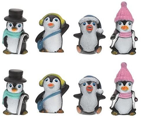 NUOBESTY Mini Pinguin Figur Tier Sammlung Spielset Zeichen Spielzeug Micro Landschaft Ornament DIY Schlüsselbund Anhänger für Bonsai Mini Garten 8 Stücke