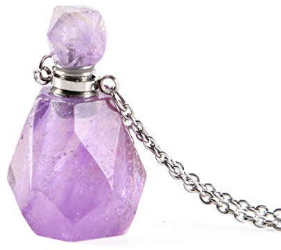 YGLINE Crystal Necklaces Faceted Crystal Stone Perfume Bottle Pendant for Women Diffuser Necklaces