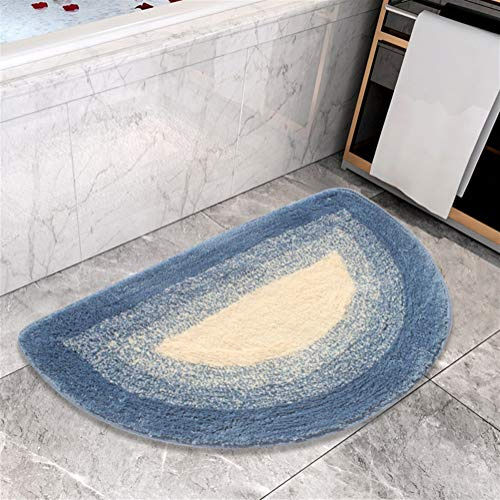 FCS Bathroom Tappetino da Bagno Tappeto per Bagno Mezzaluna Antisdrucciolevole Assorbente Super Assorbente in Microfibra Soft Shag Super, Lavabile in Lavatrice (Color : Blue, Size : 50x80cm)