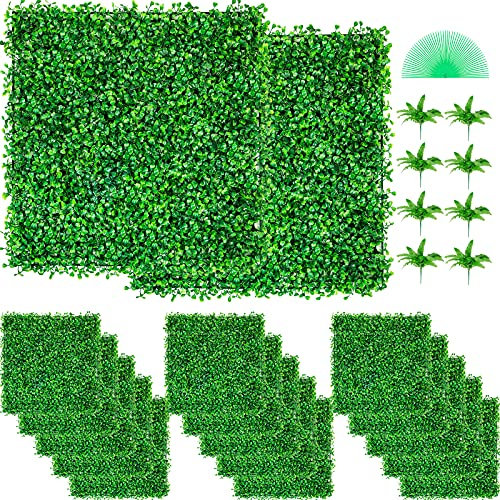 VEVOR Künstliche Pflanzenwand 48 Stk. 10 x 10 Zoll, Sichtschutz Hecke Künstlich Grün, Künstliche Buchsbaumplatte PE, Sichtschutz Kunstpflanzen 25 x 25 cm Sichtschutzhecke Wanddekoration Pflanzenwand