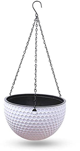 1 Pièces Jardinière Suspendue, Jardin Culture Décoration, Pot Suspendu Plante, Pot de Fleur Plante Suspension, Décoration du Jardin, Résine Plastique, pour Balcon Jardin Mariage(Blanc)