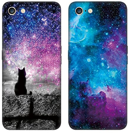 Tveinan Hülle für iPhone 6 / 6s Handyhülle, 2 Pack Weiche Silikon Schwarz Schutzhülle für iPhone 6, Slim TPU Bumper Stoßfest Case, Süß Muster Motiv Silikonhülle Cover - Katzen Sternenhimmel