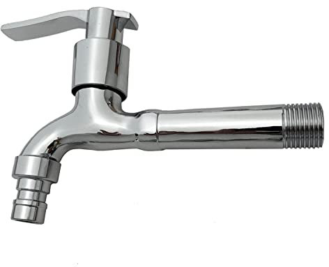 KANANA Wasserhahn für Ausgußbecken, Wandarmatur Gartenhahn Auslaufhahn Auslaufventil, Ventil 1/2'' (HV854) Hahn 14cm Lang mit Adapter.