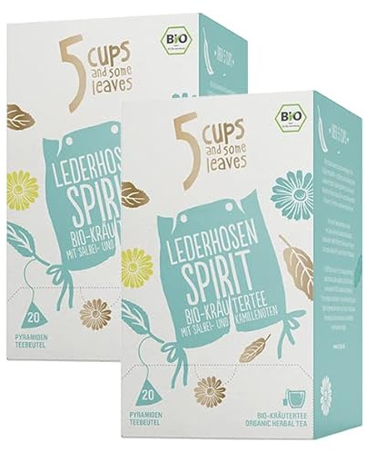 5 CUPS and some leaves - Lederhosen Spirit | Bio-Kr?utertee mit Salbei & Kamille im Pyramidenbeutel | Vegan & Bio | Gastronomie | 2er Pack