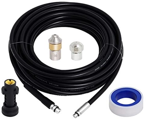Poweka 15 m Kit lavatubi compatibile con K2, K3, K4, K5, K6, K7, idropulitrice 180 bar 60°C per sbloccare e pulire lo scarico