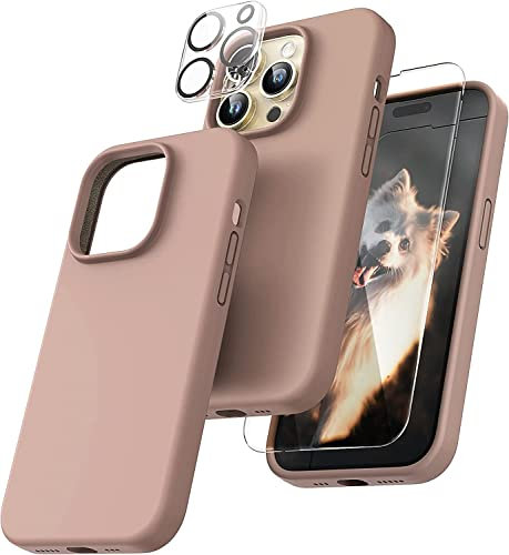 TOCOL Silicone for iPhone 14 Pro Max Case 6.7-Inch, Liquid Silicone Multi-Color Slim Silky-Soft Touch Anti-Scratch Shockproof Protective Phone Cover, Brown