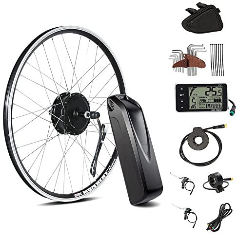 SEASON 26''/ 27.5''/ 28''(700C) E-Bike Umbausatz 36V 350W Hinterrad Motor mit 36V13Ah Akku und integriertem Controller, für 6-9 Fach Freilauf (28''(700C) Freilauf Kit +36V13Ah Batterie)