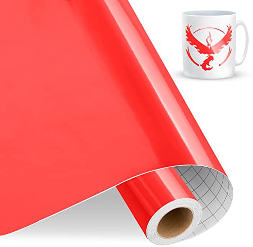 IModeur rouge vinyle, vinyle adhésif rouge brillant de 30,5 cm x 457,5 cm, vinilo adhesivo permanente rouge pour Cricut, silhouette camée, la plupart des machines de découpe