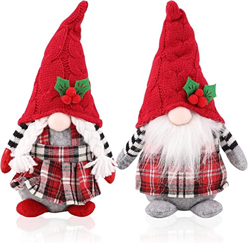 KAHEIGN 2Pcs Weihnachten Deko Wichtel, Weihnachtswichtel Puppe Weihnachtszwerg Plüschpuppe Weihnachtsmannpuppe Elfenpuppe für Weihnachten, Kamine, Büro, Weihnachtsparty Dekoration (27cm x 14cm)