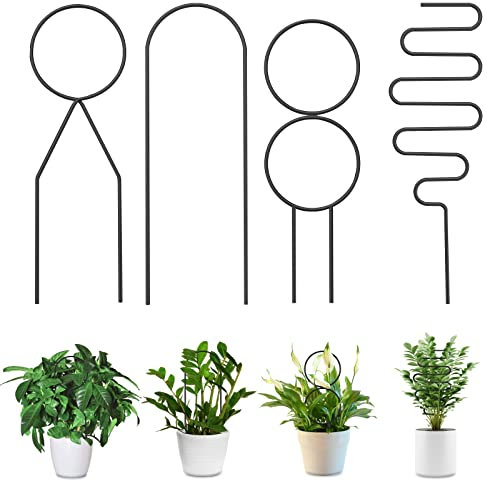 ACTIMED 4 pezzi per piante rampicanti da interno, supporto piante, griglia in metallo per piante rampicanti, supporto per piante in vaso, un grande regalo per gli amanti del giardino(Nero)
