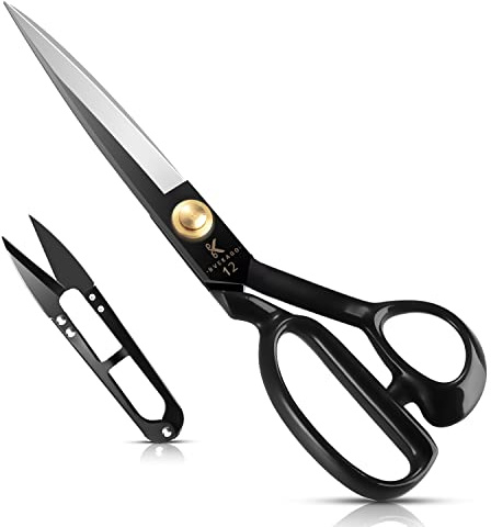 Sewing Scissors 12 inch, Fabric Dressmaking Scissors Upholstery Office Shears for Tailors Dressmakers, Best for Cutting Fabric Leather Paper Raw Materials Heavy Duty High Carbon Steel(Right-Handed)
