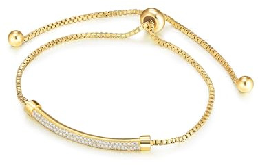 Lulu & Jane Damen Venezianerarmband Messing gelbgold Zirkonia weiß Modeschmuckarmband