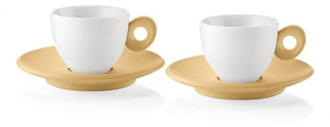 Guzzini - EVERYDAY 081700211 Set de 2 tasses à café avec soucoupe - Jaune moutarde