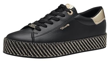 Tamaris Damen Sneaker Low Vegan; Black/Gold/schwarz; 38