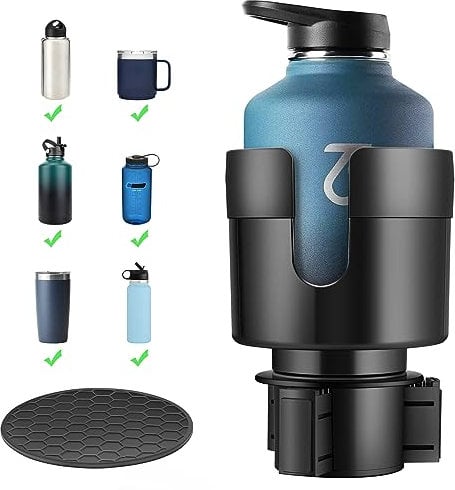 TYKOR Car Cup Holder Expander, Cup Holder Expander for Cars with Expandable Base, Fits Large Drink Bottles 0.5-1.4 L (7-10.5 CM)