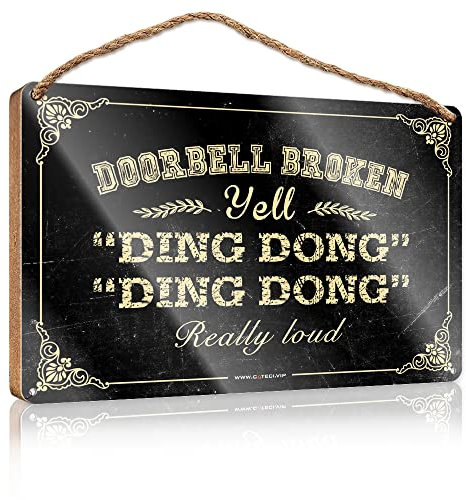 CakJuice Office Door Signs Personalized Doorbell Broken Yell Ding Dong Really Loud Wooden Sign Door Hanging Decoration Funny Bedroom Decor (Size : 20X30CM)