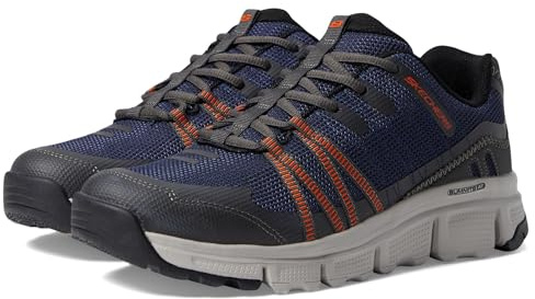 Skechers Herren Summits at Twin Bridges Sneaker, Navy Synthetic/Textile/Orange Trim, 42 EU