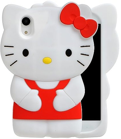 MONEHOYSY Cartoon Case for iPhone XR 6.1, Fashion Cute 3D Cute Kitty Kawaii Soft Silicone Animal Protective Gel Shockproof Gel Back Cover for Kids Women Girls Boys (XR 6.1, Red)