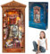Miiepls Book Nook Kit De Maison de PoupéE Miniature, Coin Livre, Maison de PoupéE avec LumièRe LED, Booknook Maisons 3D Puzzle Serre-Livres en Bois, Kits De ModéLisme pour Adultes à Construire, ABC1