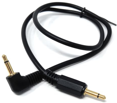 DRUT 50 cm 3,5 mm Mono à 3,5 mm Mono Prise Jack Audio à Angle Droit 1/8'' AUX Cordon câble Noir Or 0,5 Pied