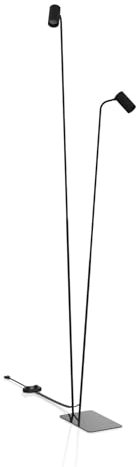 Licht-Erlebnisse Stehleuchte Wohnzimmer Schwarz 2-flammig GU10 216 cm verstellbare Schirme getrennt schaltbar Metall Modern Stehlampe innen