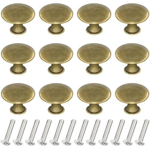 DDHOMIN 12 PCS Round Drawer Knobs Pulls,Cupboard Door Knobs (Bronze)