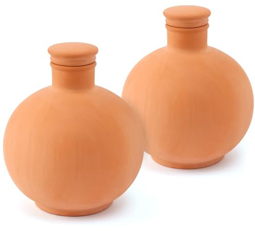 Lot de 2 Globes d'arrosage Automatique en Terre Cuite de 15,2 cm avec Pots d'irrigation en Terre Cuite en Terre Cuite pour arrosage d'eau périphérique