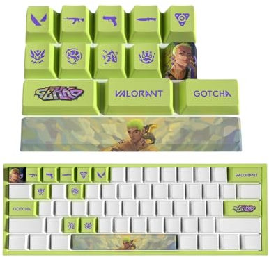 ButkUs Valorant Gekko 14 Stück mechanische Gaming-Tastenkappen für PC, Universal, PBT OEM Profile Dye Sublimation Layout, verschleißfeste Beschichtung, als Geschenk für Freunde