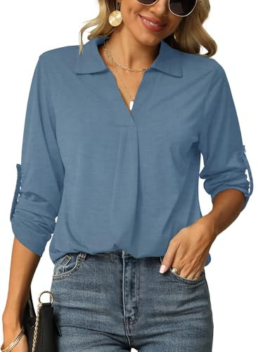 Odosalii Oversize Shirt Damen Blusen & Tuniken Für Damen Top Longshirt 3/4 Arm Sleeve Longbluse Work Business Outfit