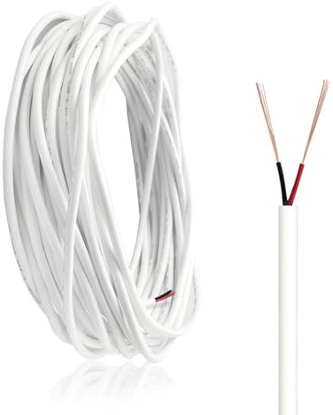 ZoZoMaiy cavo elettrico 22 AWG cavo citofonico 2 fili 10M cavi elettrici 300V filo elettrico Bianco Diametro 3,5 mm Facile da tagliare, Adatto per apparecchi di illuminaz