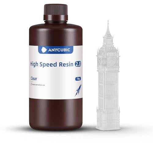 ANYCUBIC High Speed 2.0 3D Drucker Resin, Hochaktives, Niedrigviskoses und Hochliquides, 170 mm/h Ultrahochgeschwindigkeitsdruck mit Anycubic Photon Mono M7 Pro 3D Drucker, Transluzent, 1000g