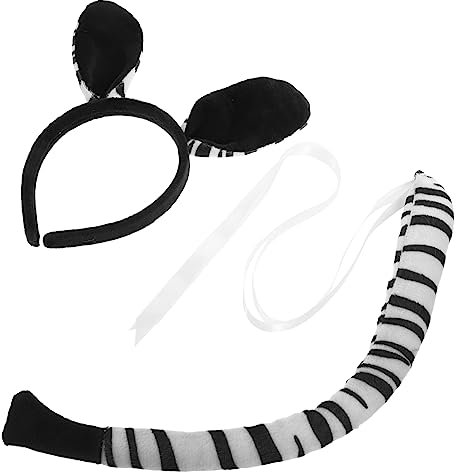 WOFASHPURET 1 Set Cartoon Tierohren Zebra Ohr Stirnband Tierohr Haarband Zebra Kostüm Cosplay Tierkostüm Tierohr Stirnband Zebra Ohr Haarband Cosplay Tierschwanz